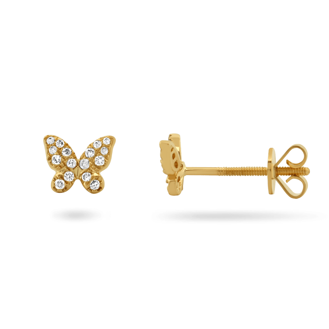 14K Bella Butterfly Diamond Studs Earrings IceLink-CAL 14K Gold  